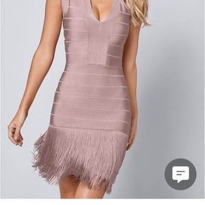 Magenta/deep pink bandage fringe dress